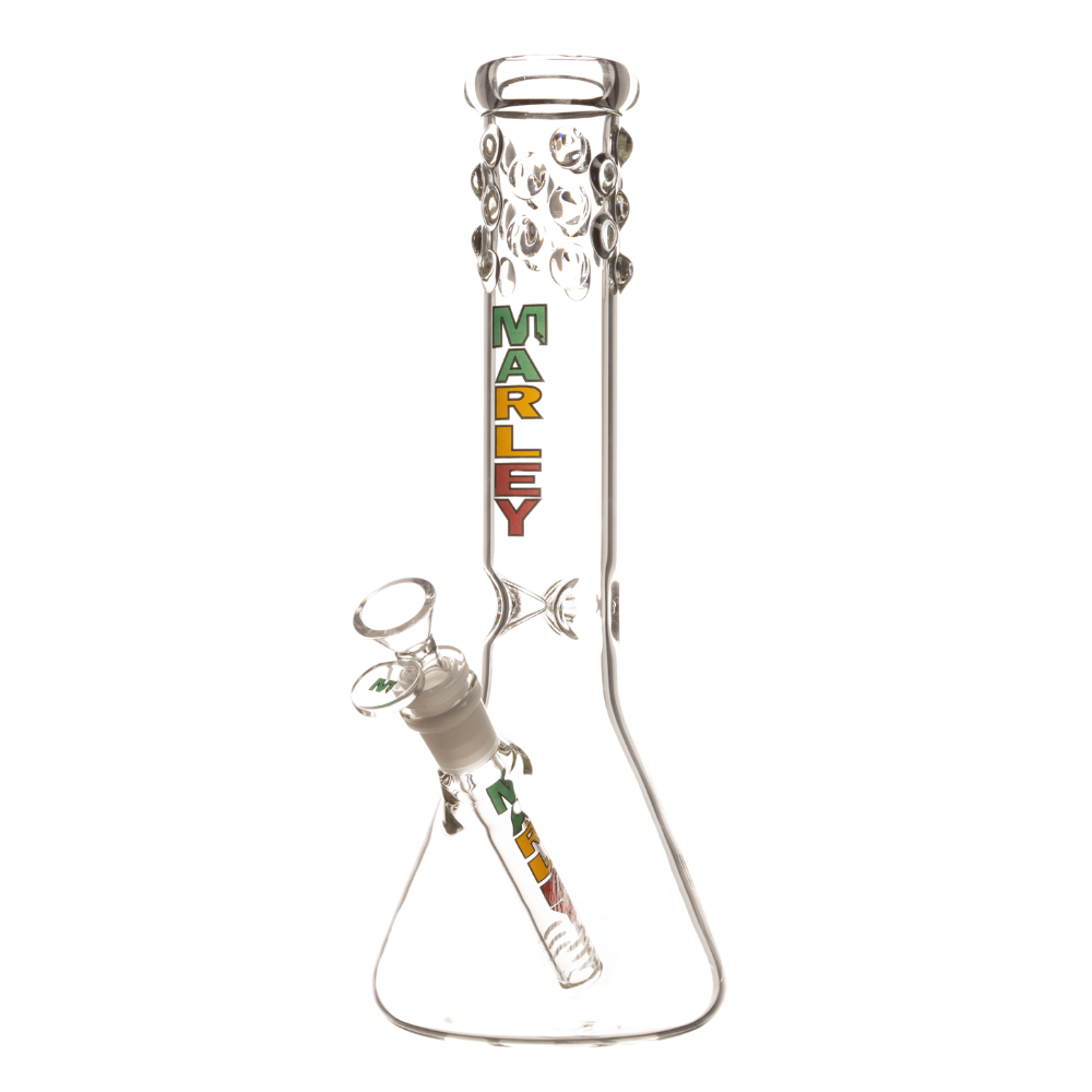 12" 5mm Marley Bubble Beads Beaker Bong - Rasta