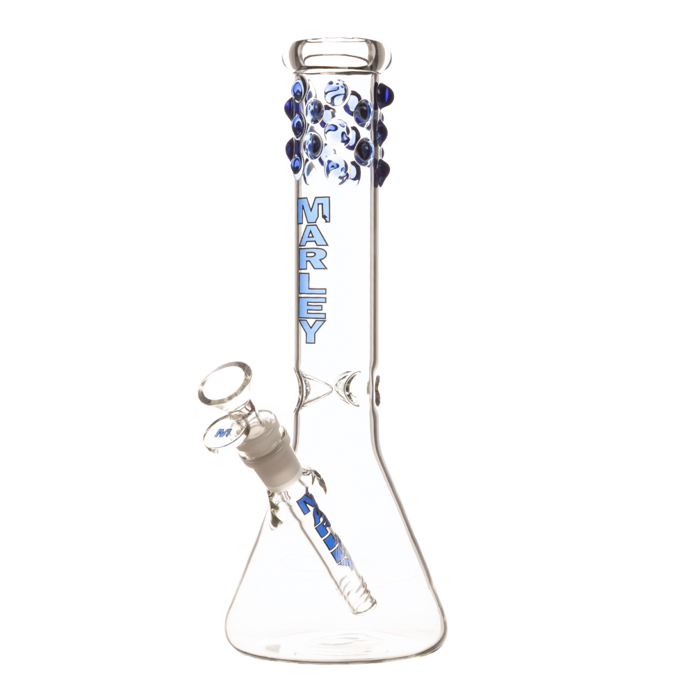 12" 5mm Marley Bubble Beads Beaker Bong - Blue