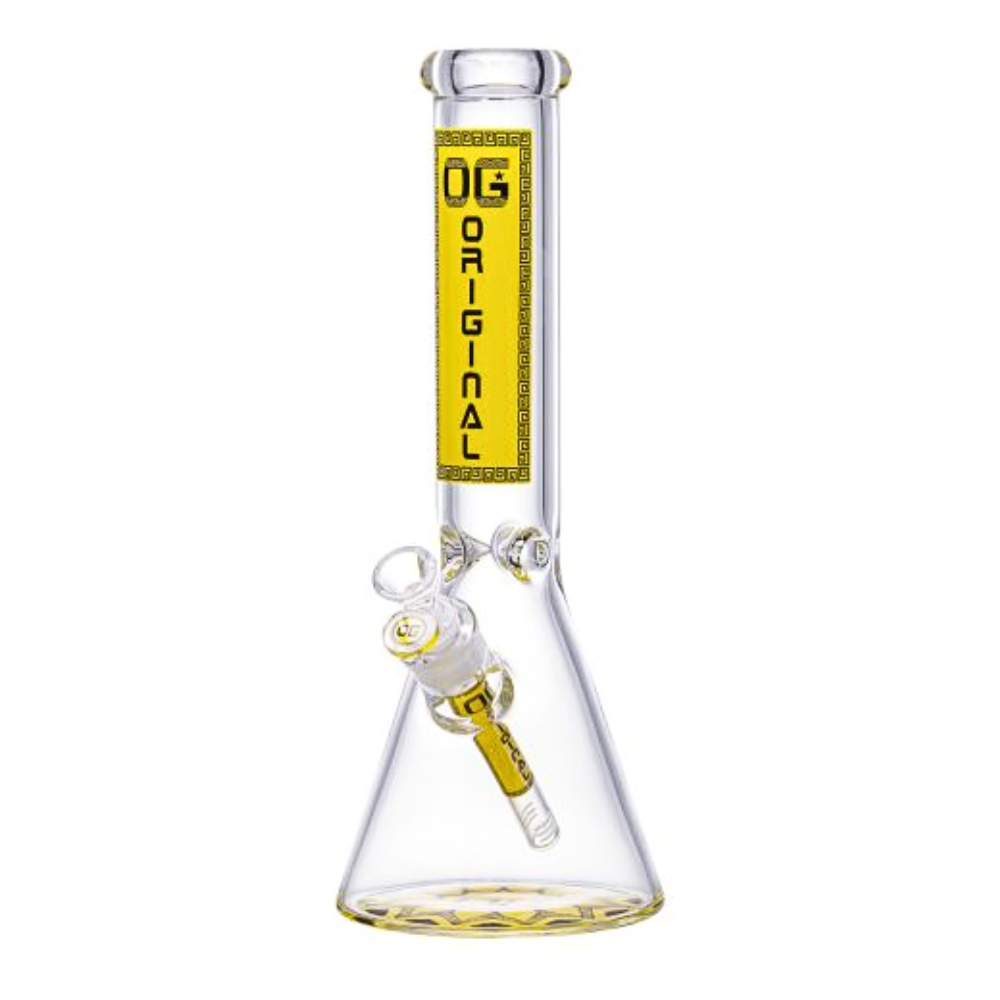 14" OG Original Colored Logo Sticker Bong - Yellow