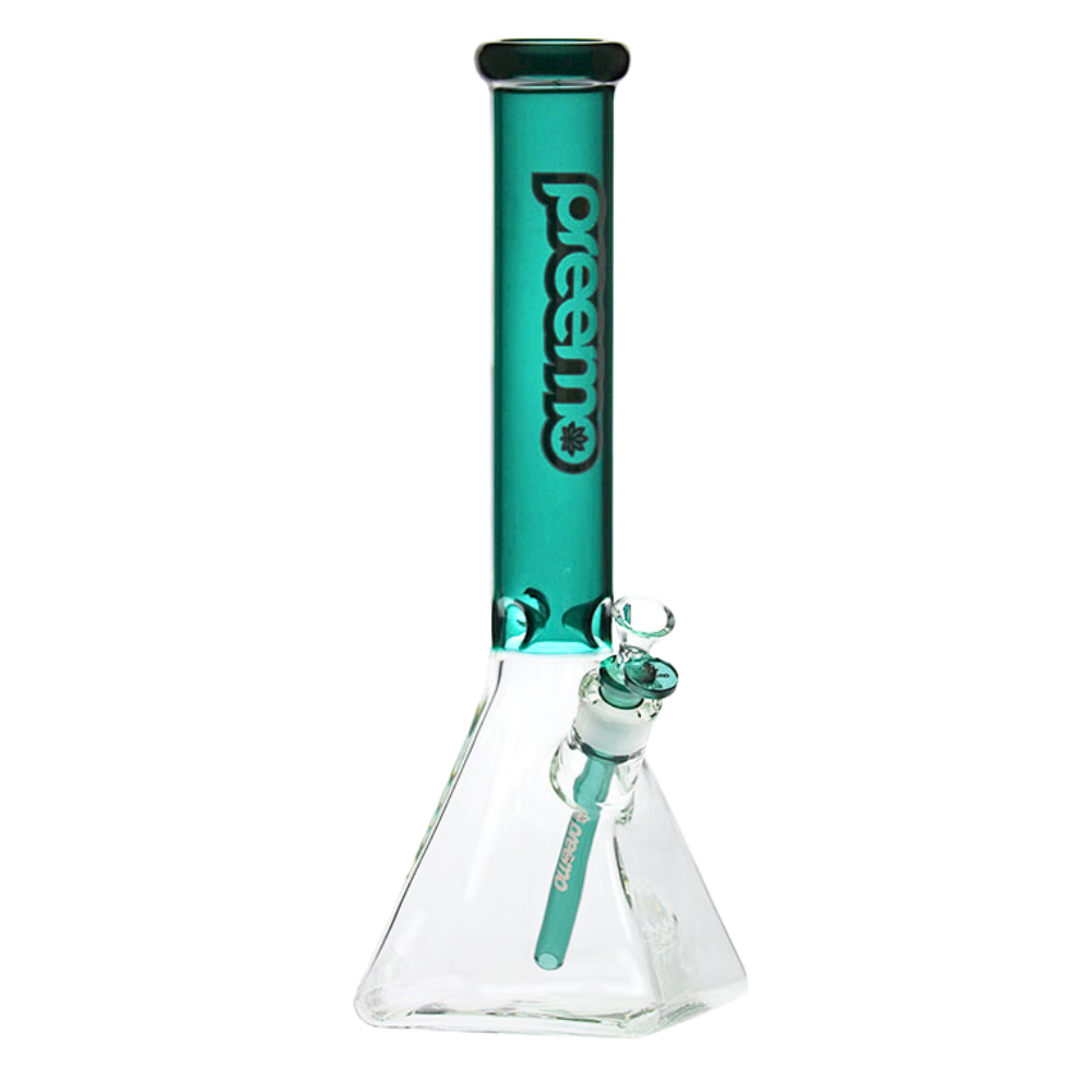 16" Preemo Glass Pyramid Base Beaker - Teal