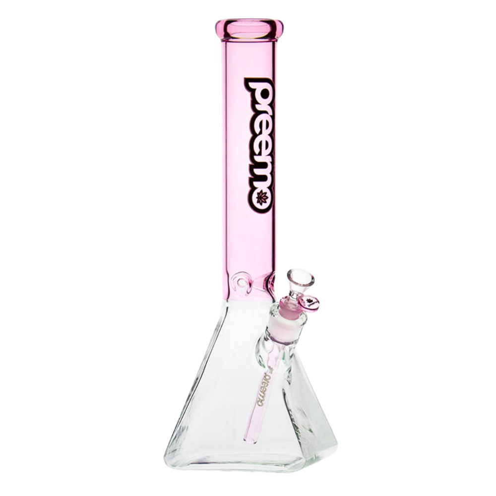 16" Preemo Glass Pyramid Base Beaker - Pink