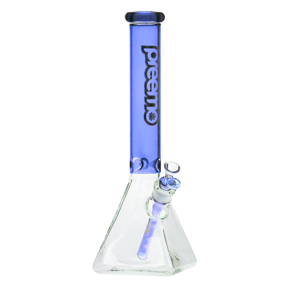 16" Preemo Glass Pyramid Base Beaker - Milk Blue